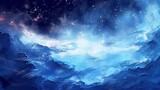 Blue watercolor space background. Illustration painting Generative AI