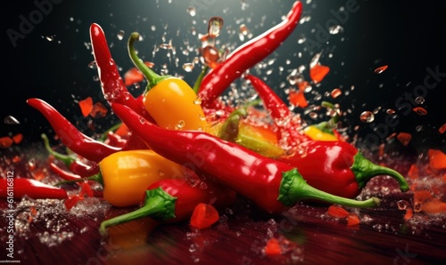 Red Chilli Peppers Background For Social Media Advertising and Marketing. Generative Ai