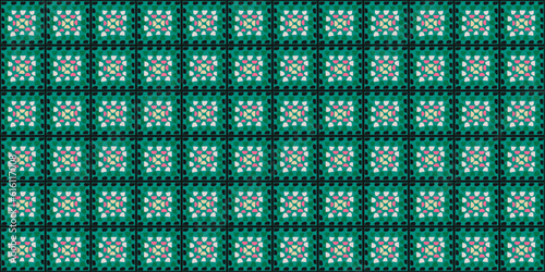 Vector pattern with the same tiles with a simple application. For design and repeating patterns, surfaces. Green tiles pattern.