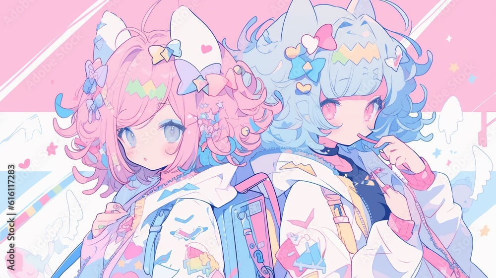 Fototapeta premium Cute Anime Girl Illustration. Generative AI.