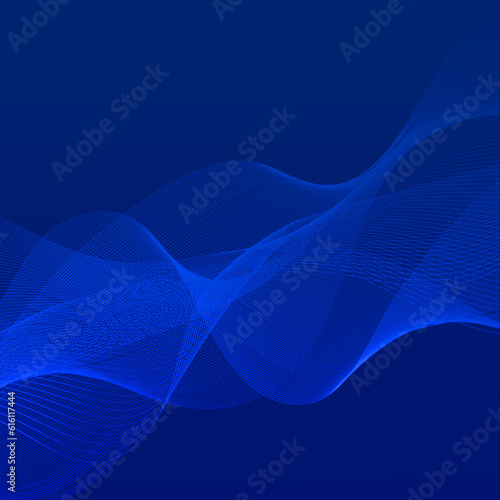 abstract white Waves on Blue background