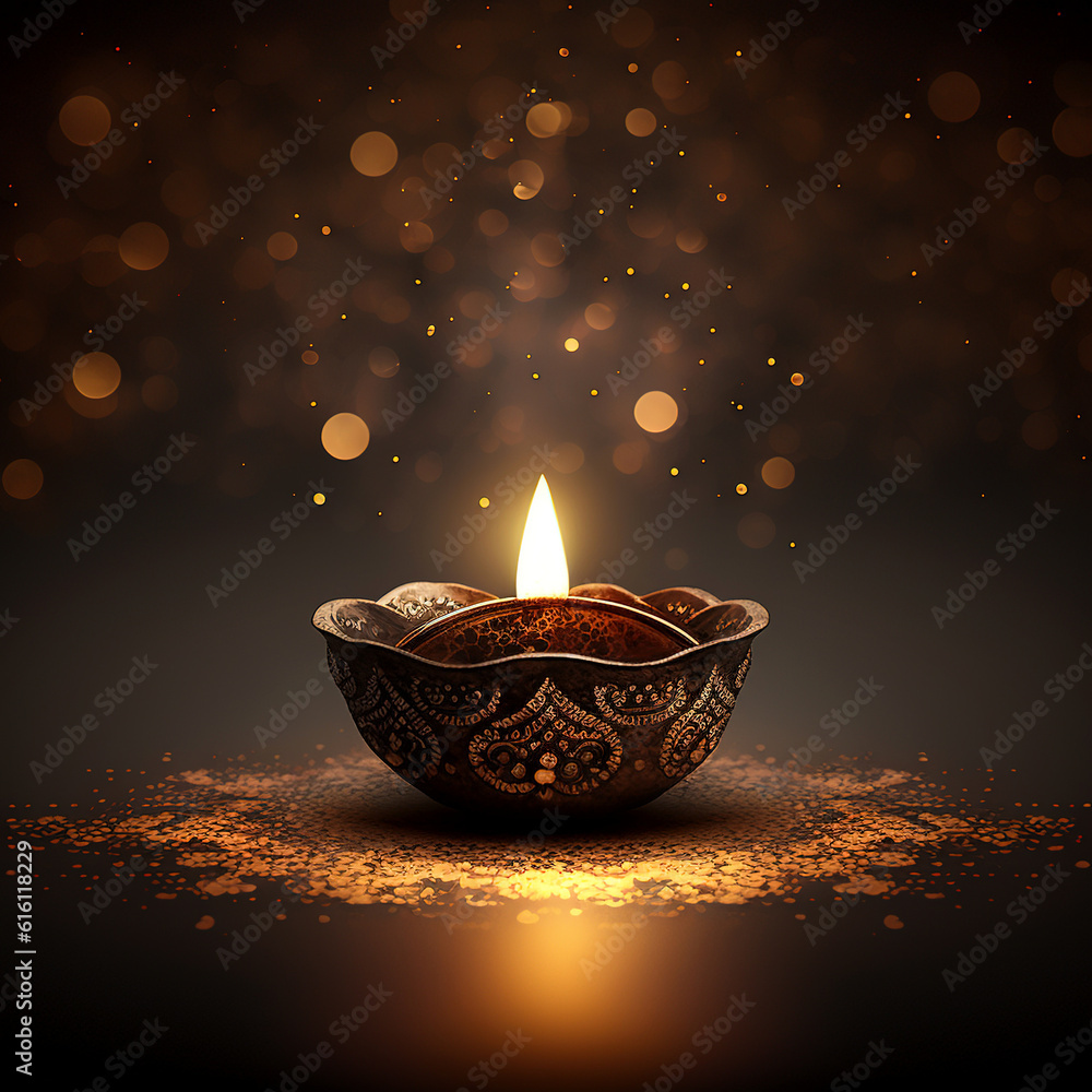Diwali festival light. Lighted lamp in a dark background.Diwali festival concept Diwali festival light. Lighted lamp in a dark background.Diwali festival concept