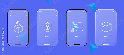Property Transportation Icon. Moving services, relocation, household goods transport, furniture transportation, asset relocation. Glassmorphism style. Ui phone app