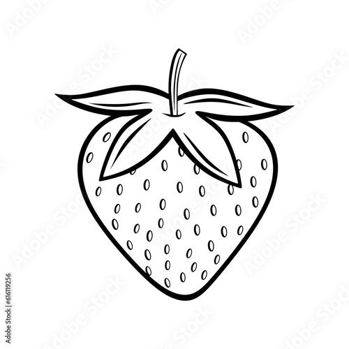 Hand drawn Strawberry icon. Doodle of sweet strawberry isolated on white background. Sketch of garden fresh berry for engraving, tattoo, symbol.Organic healthy food black and white vector illustration