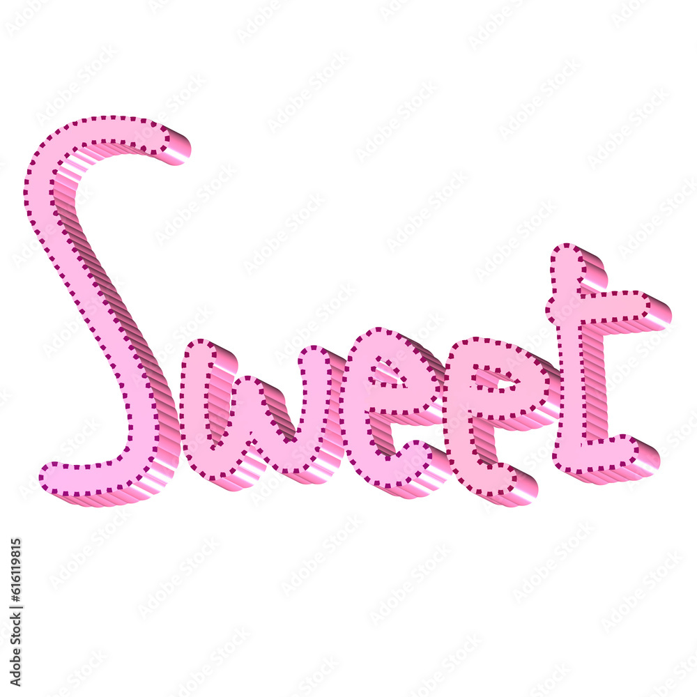 Sweet text pink color 3D shape handwriting font graphic design Sweet text pink color 3D shape handwriting font graphic design