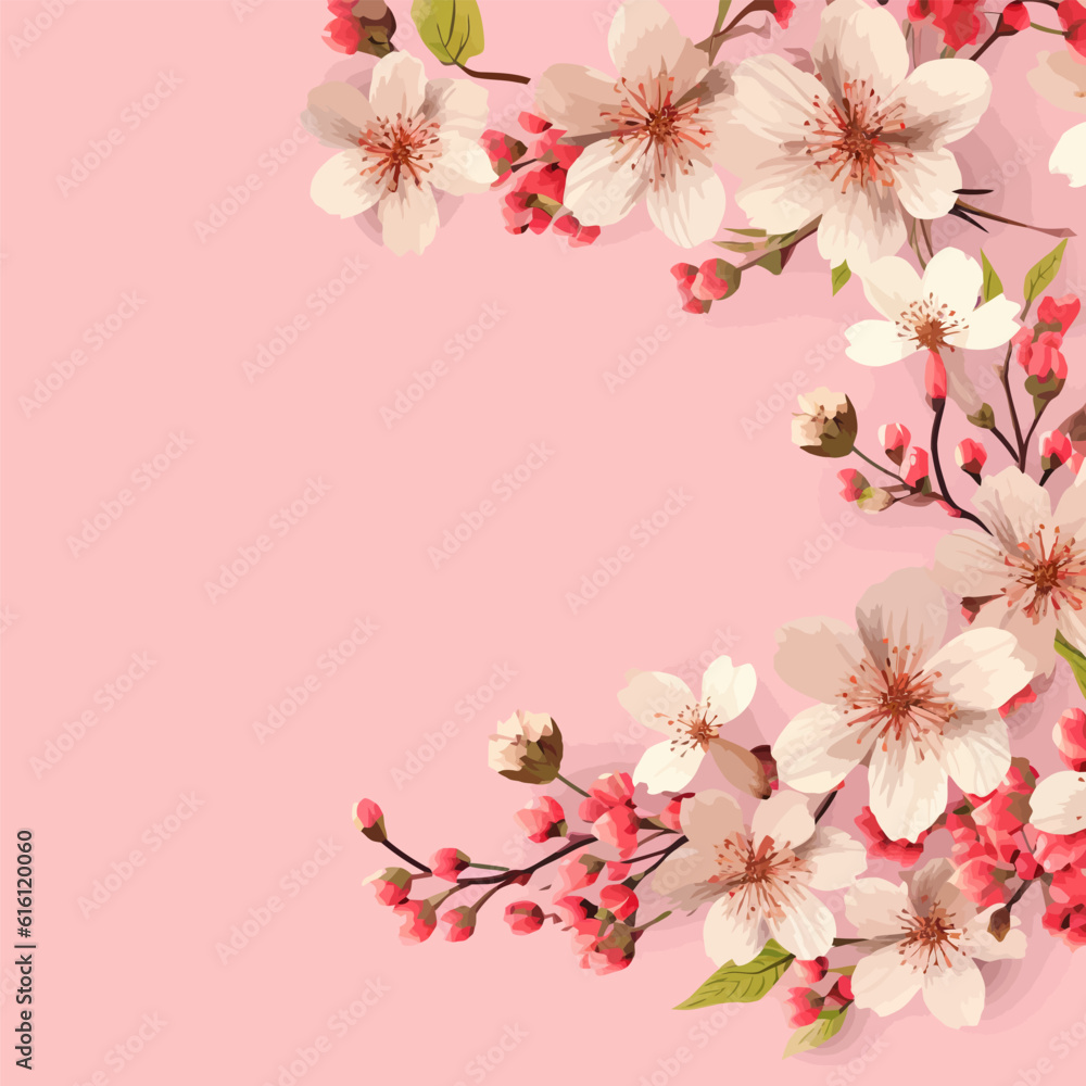 Floral blossom flowers on pastel background