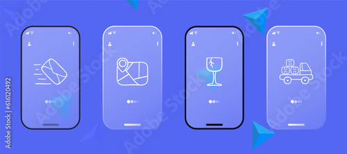 Property Transportation Icon. Moving services, relocation, household goods transport, furniture transportation, asset relocation. Glassmorphism style. Ui phone app