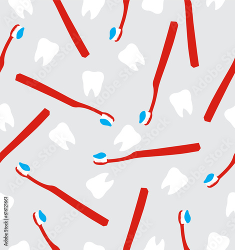 Pattern toothbrush and tooth on , background.
