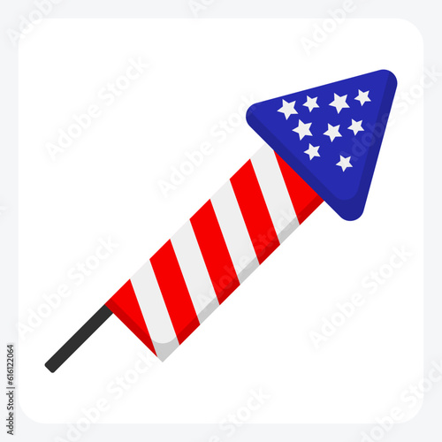 Dynamic Flat Style Rocket Fire Illustration

