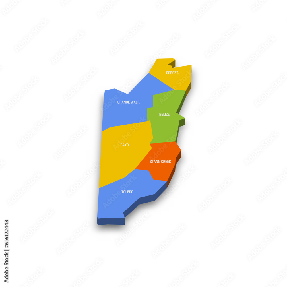 Belize Political Map Of Administrative Divisions Districts Colorful D Vector Map With