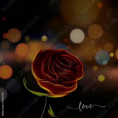 Rose flower graphic wallpaper with bokeh background