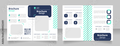 Medical tests bifold brochure template design. Half fold booklet mockup set with copy space for text. Editable 2 paper page leaflets. Secular One Regular, Rajdhani-Semibold, Arial fonts used