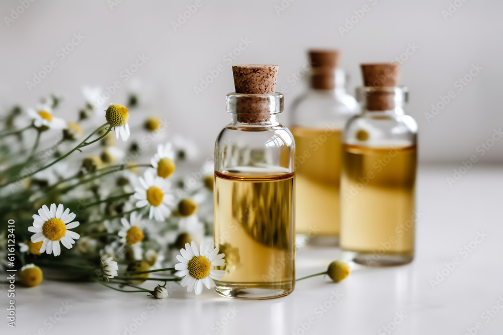 Bottles of Essential Chamomile Oil Bottles of Essential Chamomile Oil