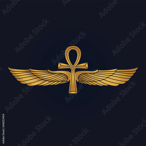 Holy Egyptian eye of horus with wings and Ra