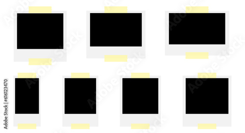 Set Of Polaroid Vector Photo Frames With Washi Tape On Sides
