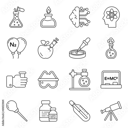 Pack of Science and Lab Linear Icons

