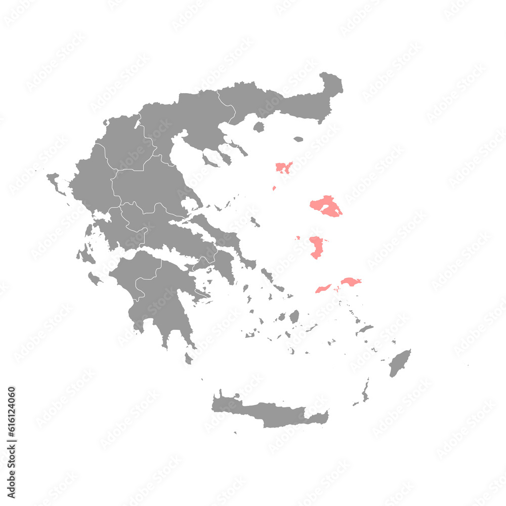 North Aegean region map, administrative region of Greece. Vector illustration.