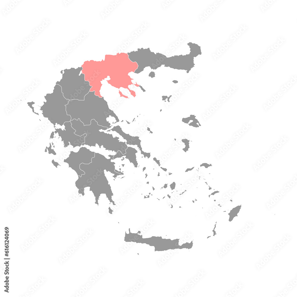 Central Macedonia region map, administrative region of Greece. Vector illustration.