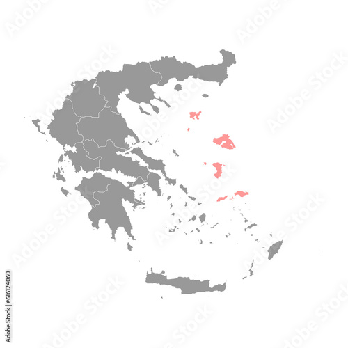 North Aegean region map, administrative region of Greece. Vector illustration.