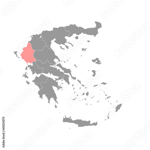 Epirus region map, administrative region of Greece. Vector illustration.