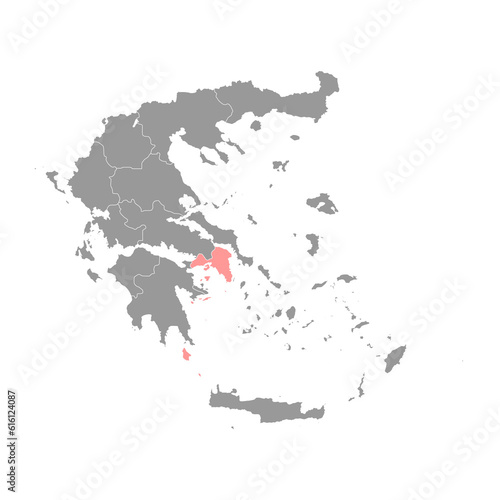 Attica region map, administrative region of Greece. Vector illustration.