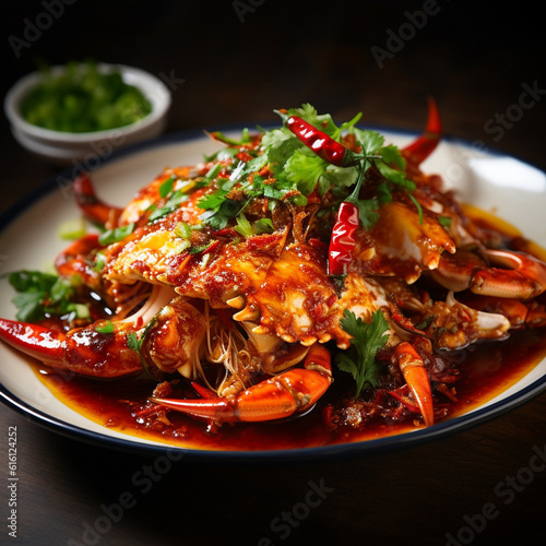 a plate of crab with a delicious sauce