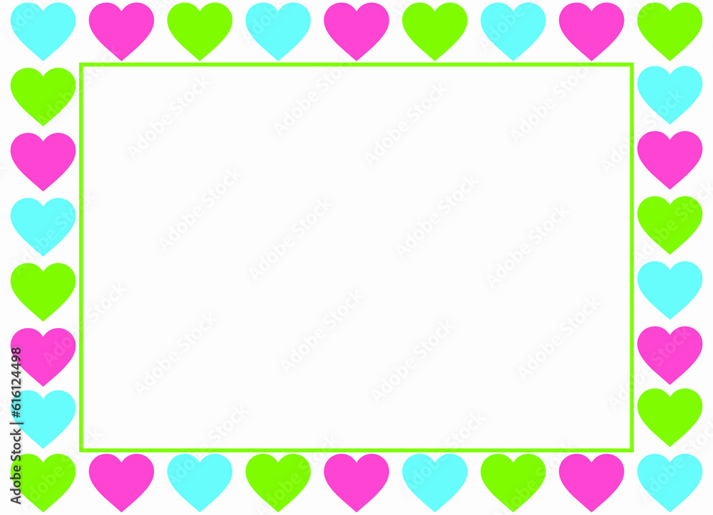 Colorful hearts frame for greeting cards and invitations 