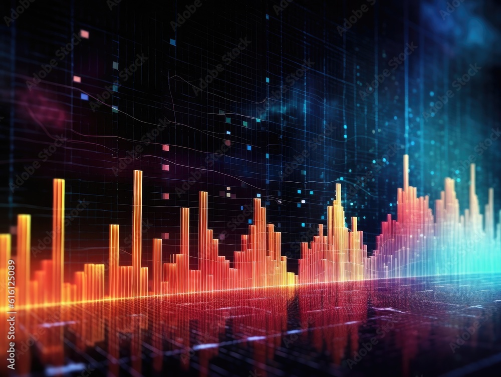 Economic and stock market chart lines financial graph on a technology abstract background, trading market concept. Generative AI Economic and stock market chart lines financial graph on a technology abstract background, trading market concept. Generative AI