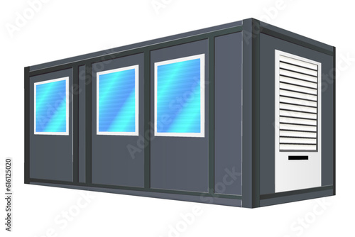 House of black cargo container. Large house out of container for ship isolated on a white background. 