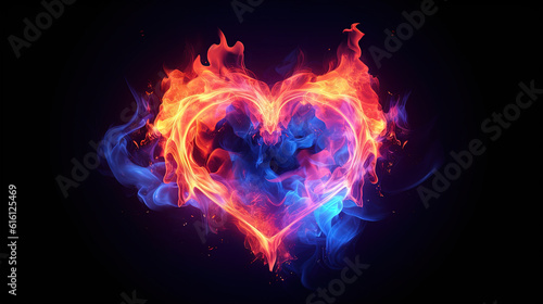 3D illustration a burning heart