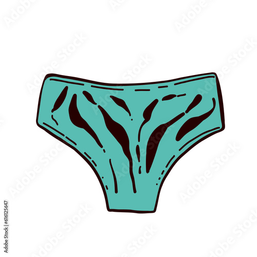 womens underpants silhouette vector. Briefs shorts with red hearts. Women's Clothing