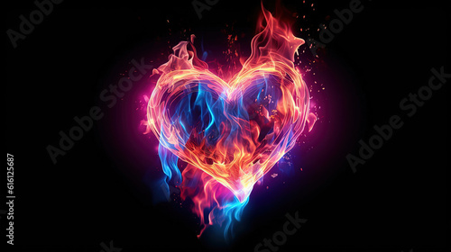 3D illustration a burning heart