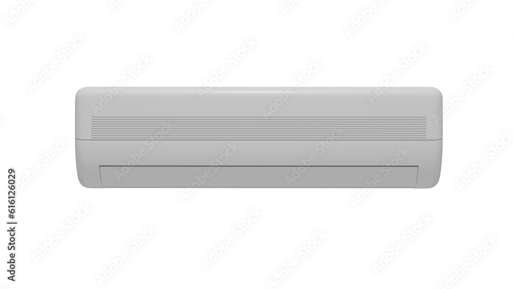 White modern air conditioner isolated on transparent and white background. Minimal concept. 3D render White modern air conditioner isolated on transparent and white background. Minimal concept. 3D render
