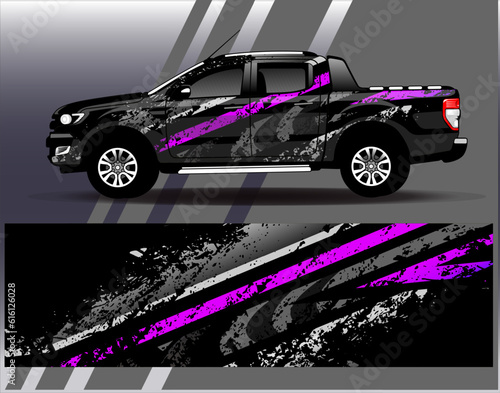 Car wrap design vector.Graphic abstract stripe racing background designs for vehicle  rally  race  adventure and car racing livery