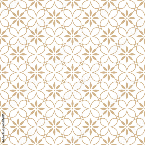Tan & white floral seamless pattern background