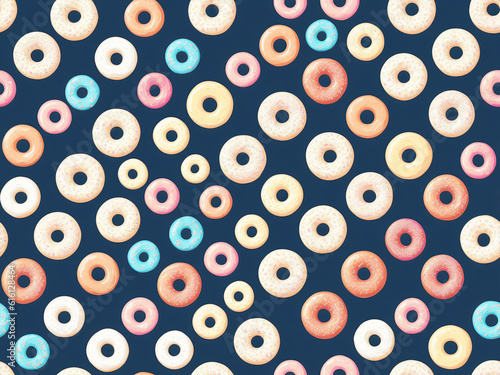 art background - multicolored bagels on a dark background