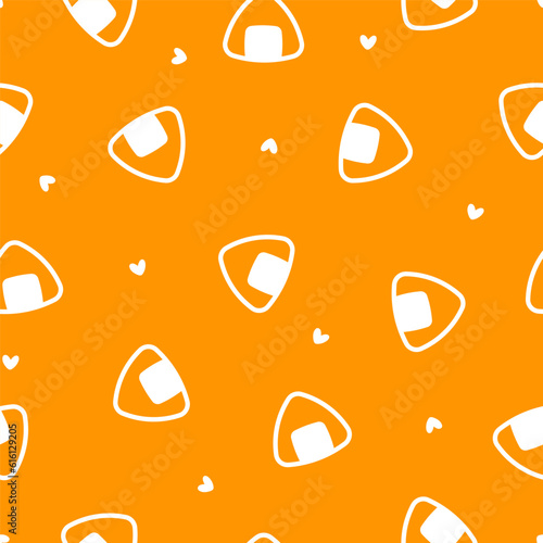 Orange seamless pattern with white onigiri