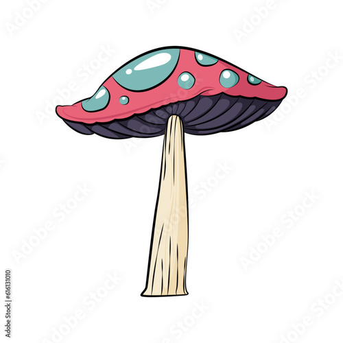 Cartoon Mushroom. poisonous mushroom. Vector illustration isolated on white background.