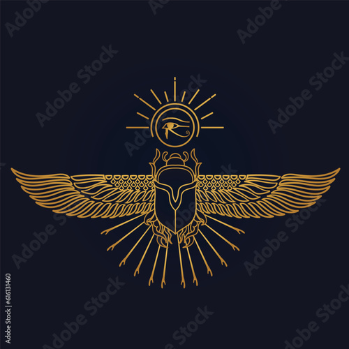 Egyptian Scarab and Holy Egyptian eye of horus with wings