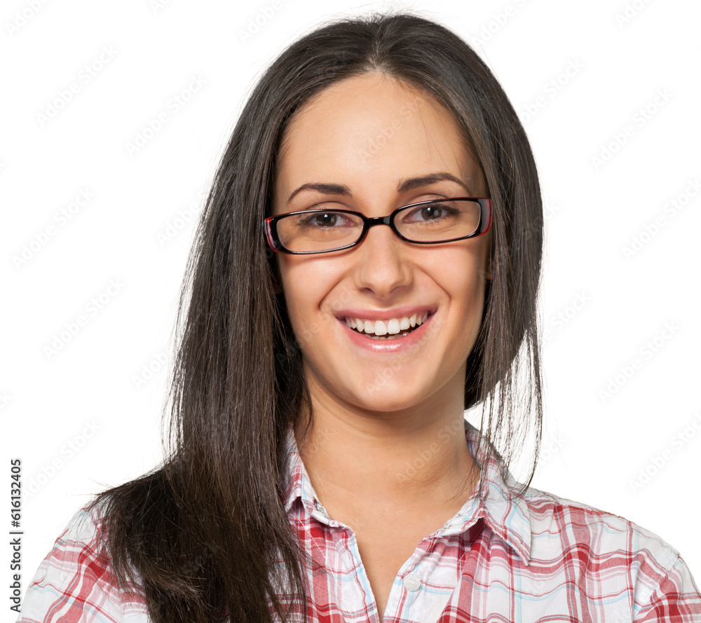 Obraz premium Young woman wearing glasses and smiling