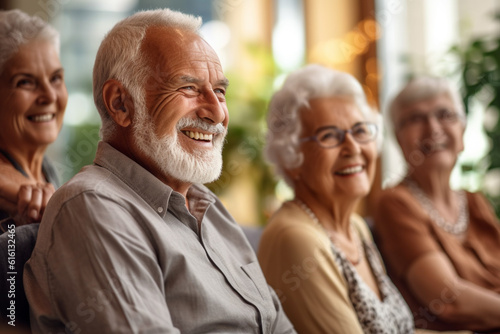 happy old age, a group of elderly people in a nursing home photo