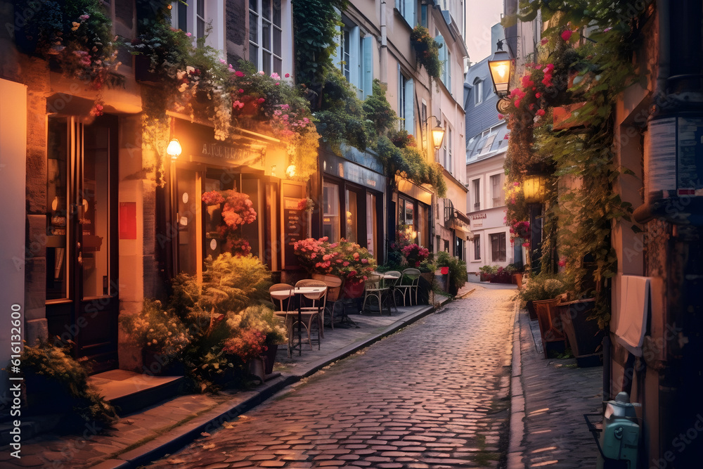 charming european streets cozy romantic concept ai generated art