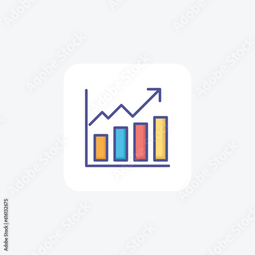 Flat FinanceChart Dynamic Flat icon for Financial Analysis  