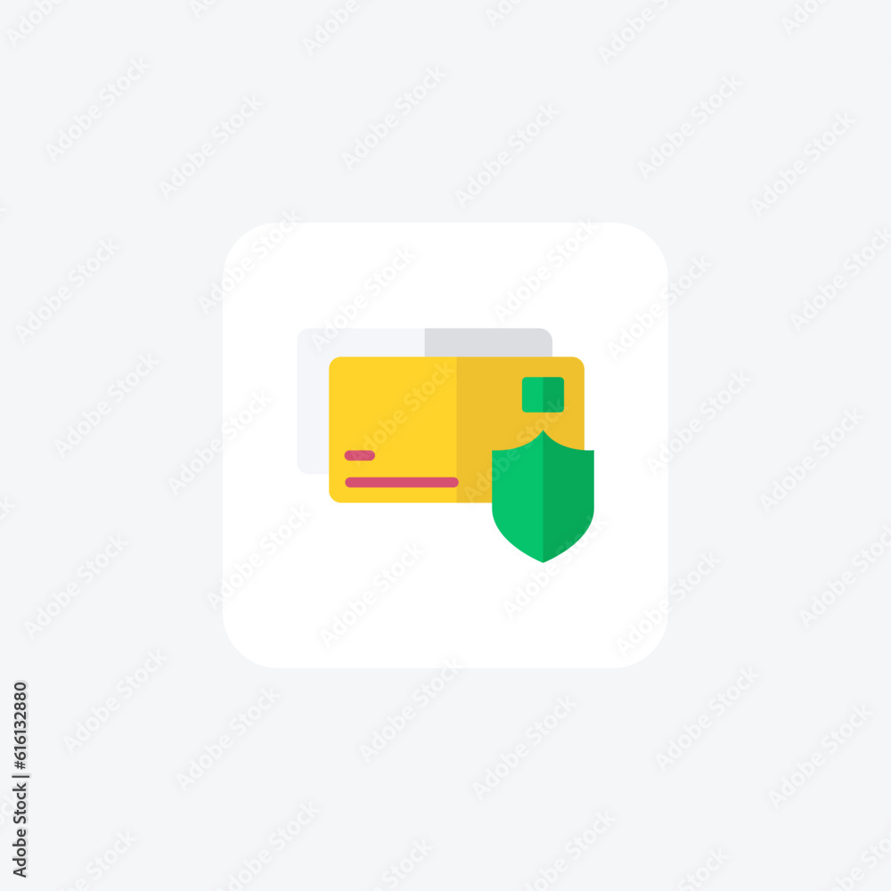 Secure Flat icon for Credit Card Protection 
