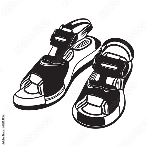 Sandal Graphic Design Vector Illustration black white