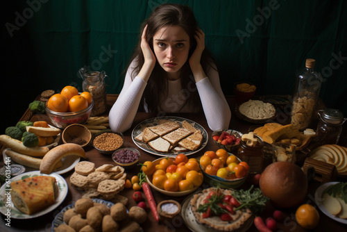a person using food as a coping mechanism for emotional distress Generative AI photo