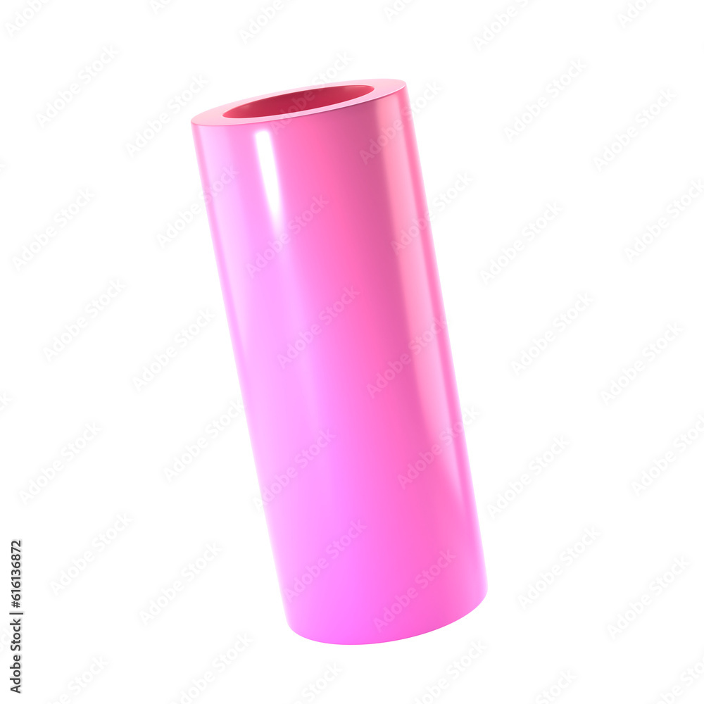 3d shape metallic pipe. Realistic geometric glossy pink and lilac gradient template design illustration. Minimalist mockup isolated transparent pgn 3d shape metallic pipe. Realistic geometric glossy pink and lilac gradient template design illustration. Minimalist mockup isolated transparent pgn