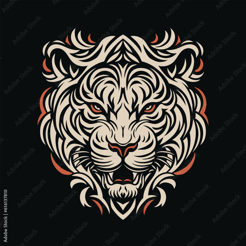 Tiger face vector illustration. Tiger print.