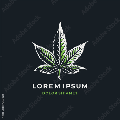 Cannabis leaf emblem. Vector logo template.