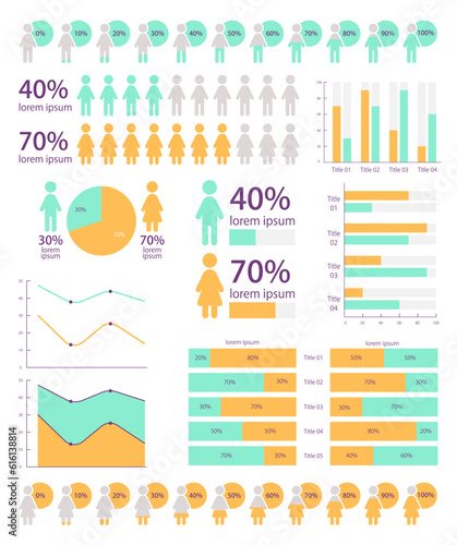 Life quality of population research infographic chart design template set. Visual data presentation. Editable bar graphs and circular diagrams collection. Myriad Variable Concept font used
